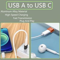 Adaptor USB ke USB C 6A Tipe C Female ke USB3.0 A Kabel Charger Converter untuk Pengisian Cepat