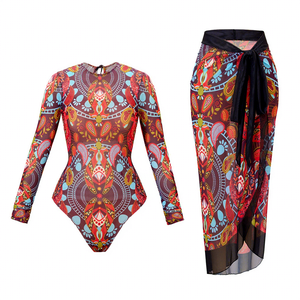 Maillot <span class=keywords><strong>de</strong></span> <span class=keywords><strong>bain</strong></span> une pièce à manches longues pour femmes avec jupe <span class=keywords><strong>de</strong></span> plage, taille haute, pour femmes russes - Product Image 2