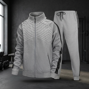 Conjuntos Deportivos de Forro Polar Transpirable con Estampado Sólido para Adultos, Casuales de Invierno, Unisex, con Logotipo Personalizado, Dos Piezas, para Correr - Product Image 3
