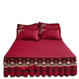 Lenzuolo federa in pizzo stile europeo lenzuolo set lenzuolo trapuntato spesso copriletto gonna letto india