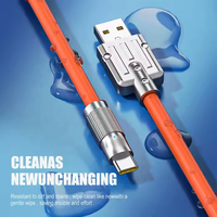 Kabel USB Type-C Silikon dengan Pelindung Anyaman, Konduktor Tembaga Murni, Pengisian Cepat 120W 3A, Warna Oranye, untuk Komputer, Kamera, Earphone 540