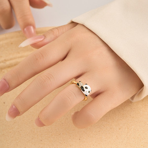 Panda <b>Open</b> <b>Ring</b> Adjustable Animal Design Gold Plated Jewelry Gift for Women - Product Image 2