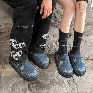Zapatos de mezclilla estilo retro con punta invertida, pantuflas para mujer, estilo veraniego, de una pieza, con suela suave, modernos, zapatos sin cordones para hombre - Product Image 4