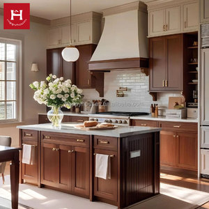 تصميم ثلاثي الأبعاد لخزائن المطبخ الكلاسيكية القديمة من الخشب الصلب من HAPPY HOUSES، مجموعة خزائن مطبخ أمريكية مع جزر - Product Image 3