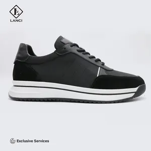 LANCI erkek premium deri hakiki rahat yürüyüş ayakkabısı toptan OEM hizmeti ile erkekler için özel joggers ayakkabı