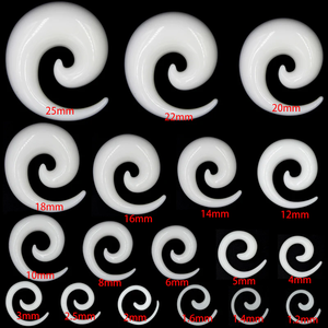Acrílico negro y blanco oreja espiral expansor tapones para los oídos espiral oreja-Piercing Camilla cuerpo joyería 1,2mm-24mm Piercing joyería - Product Image 2
