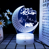 Lampe de nuit LED 3D islamique pour l'Aïd al-Fitr Moubarak et le Ramadan, lumières colorées, à brancher, à intensité variable, rechargeable par USB