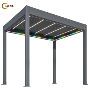 Pergola en aluminium KAKADU 3x3m avec arches à lames orientables, imperméable, revêtement poudré, ouverture motorisée, pour balcon, en bois, acrylique, plastique - Product Image 3