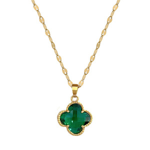 Vòng cổ cỏ bốn lá pha lê đen bán chạy nhất trực tiếp có thiết kế cao cấp dành cho phụ nữ và titan thích hợp - Product Image 5