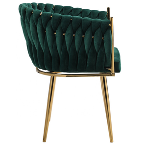 Обеденные стулья для дома и коммерческого использования, в стиле лёгкой роскоши, с металлическими ножками и обивкой из вельветовой ткани. - Product Image 3