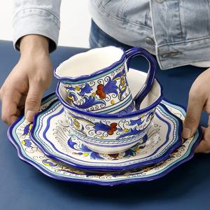 ชุดจานเซรามิกทาสีด้วยมือสไตล์ตะวันตกชามสลัดจานสเต็กชุดแก้วอาหารเช้า - Product Image 2