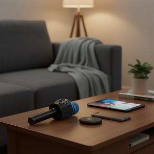 Wm Spk Microfono karaoke wireless nero blu Bluetooth 3 in 1 per smartphone portatile con registrazione USB - Product Image 2