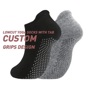 Professional Grips Design Socks Custom Logo Low Cut Yoga Socks With Tab For Yoga Anti Slip Pilates Socks