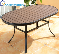 Ensemble table à manger ovale moderne en plastique et bois avec chaises en corde, imperméable, séchage rapide, portable, pour mobilier d'hôtel et de loisirs extérieur