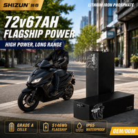 Powerful Liquid 72V 67Ah LiFePO4 Battery Pack Model Smart BMS A-Grade Cells 3000 Cycles for High Speed Electric Motorcycle
