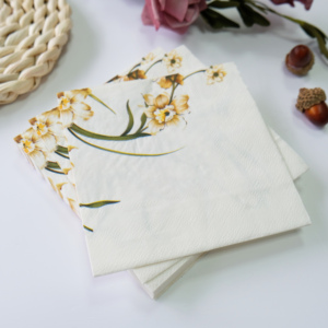 Santian Serviettes de table <span class=keywords><strong>en</strong></span> <span class=keywords><strong>papier</strong></span> jetables personnalisées à 3 plis imprimées de fleurs d'orchidées pour restaurants et bars pour cocktails - Product Image 1