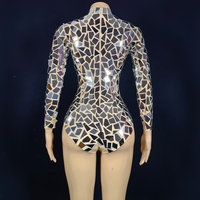 Mode à manches longues Bling Glitter Stripper Tenues Vêtements de danse exotiques Club Justaucorps Showgirl Combinaisons Femmes Sexy Sequin Bodys