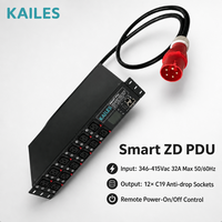 KAILES (KLS) PDU intelligent pour rack, 12 prises C19, connecteur d'entrée industriel pour armoire de centre de données, prise IEC, charge maximale 23,01 kW