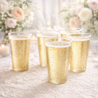 Vasos Desechables de Plástico PS con Purpurina Dorada y Plateada de 10 oz para Café Helado, Cerveza, Fiestas, Bodas, Cumpleaños, Eventos