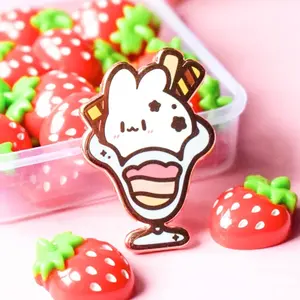 Butterfly Clutches Attached Cup of Ice cream Logo Cute Bunny Pins DIY Rose Gold Enamel Pin Customized Pin Manufacturer