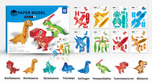 Kit artigianale di carta artigianale regalo cartone animato animale e dinosauro <span class=keywords><strong>3D</strong></span> Puzzle Kit <span class=keywords><strong>Art</strong></span> nessun taglio richiesto giocattoli educativi per bambini - Product Image 3