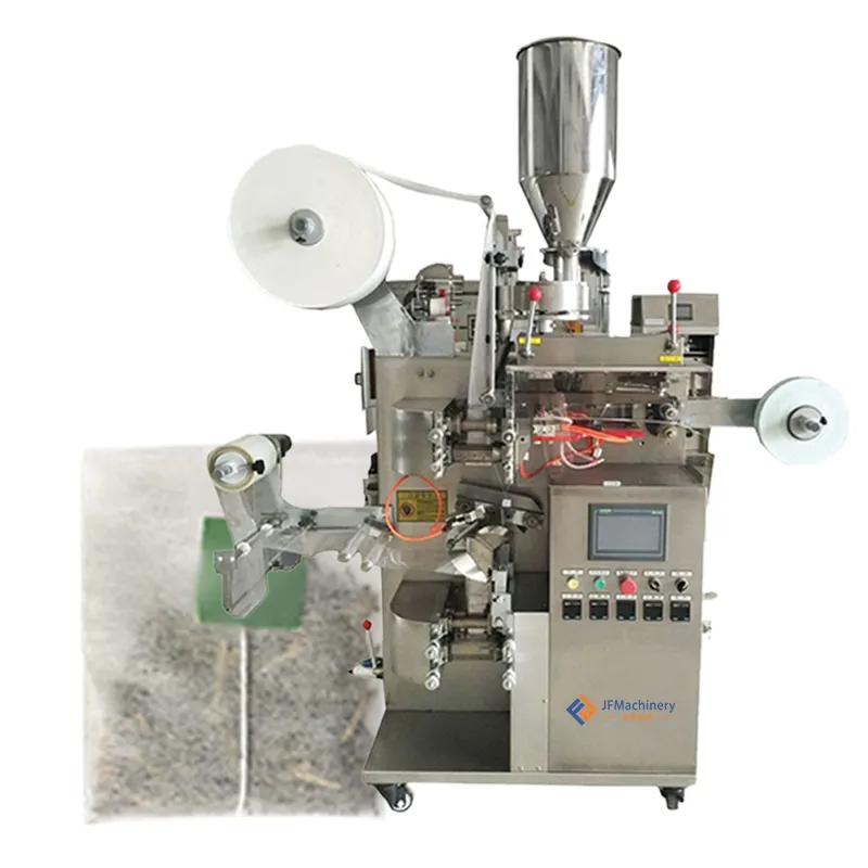 Automatic tea leaves filter paper inner and outer bag with string sachet packaging machine
