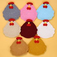 Nouveau dessous de plat en laine crocheté à la main, isolant thermique, motif poussin de dessin animé créatif, forme irrégulière, pour l'exportation