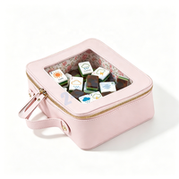 Pochette personnalisée en PVC pour tuiles de mahjong, couleur/taille au choix, logo imprimé, rose métallisé, bleu, violet, sac pour tuiles de mahjong américain avec fermeture éclair