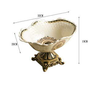 Décoration d'intérieur Assiettes à fruits en céramique vintage avec support doré Panier à fruits en <span class=keywords><strong>porcelaine</strong></span> à fleurs pour mariage - Product Image 6