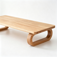 Support d'ordinateur portable en bois de chêne, support ergonomique pour ordinateur avec pieds courbes uniques, organisateur de rangement de bureau pour la maison et le bureau