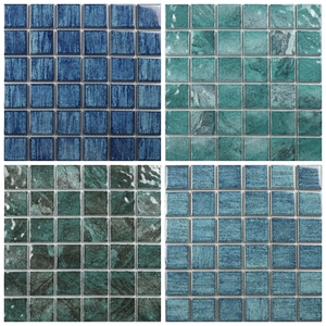 Banyo dekorasyon seramik mozaik karo tavuskuşu mavi kilm çizgili <span class=keywords><strong>retro</strong></span> yüzme havuz karosu - Product Image 3