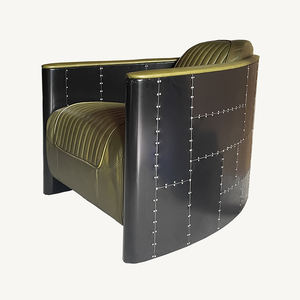 <span class=keywords><strong>Fauteuil</strong></span> <span class=keywords><strong>Aviateur</strong></span> Rétro en Aluminium <span class=keywords><strong>Noir</strong></span> avec Accoudoirs et Repose-Pieds en Cuir PU Tomcat - Product Image 3