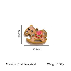 จี้รูปม้ายูนิคอร์น HB0638 ชุบทอง 18K ทำจากสแตนเลสสตีล ประดับเพชร CZ รูปสัตว์จักรราศีขนาดเล็ก เสริมโชคดี เหมาะสำหรับทำสร้อยคอ DIY - Product Image 6