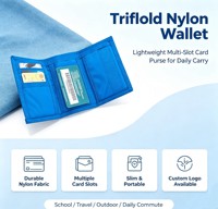 Dompet Kartu Multi Slot Ringan Lipat Tiga Bahan Kanvas Portabel Kasual untuk Pelajar Dompet Lipat Sport