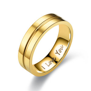 Anelli di coppia possono essere incisi ti amo anello in acciaio inossidabile con zircone intarsiato di fidanzamento - Product Image 3