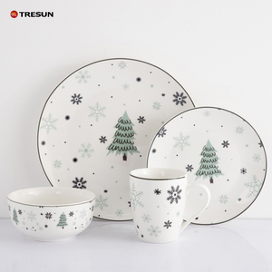 Ensembles de vaisselle en céramique de porcelaine fine élégants personnalisés ensembles de table en porcelaine ensemble de vaisselle de Noël - Product Image 1