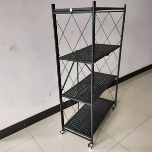 Étagères de rangement pliables en métal à 5 niveaux, organisateur de <span class=keywords><strong>cuisine</strong></span> <span class=keywords><strong>sur</strong></span> pied, tailles personnalisables, étagères mobiles - Product Image 2