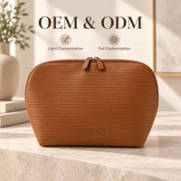 Sac de maquillage en cuir PU imperméable personnalisé avec logo OEM ODM, grande capacité, organiseur de cosmétiques de voyage, porte-pinceaux, pochette de toilette à fermeture éclair
