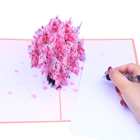 Carte de vœux en papier fait main avec vernis brillant 3D motif fleur de cerisier, carte d'invitation d'amour, carte de bienvenue pour la Saint-Valentin, pour la mariée