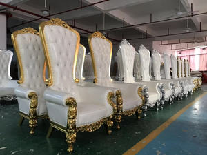 Chaises de trône royales de mariage à dossier haut avec garniture argentée bon marché à vendre - Product Image 1