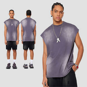 Venta caliente de algodón sin mangas lavado con ácido camiseta sin mangas gimnasio para hombre camisetas sin mangas Vintage impresión personalizada camiseta sin mangas de gran tamaño - Product Image 2