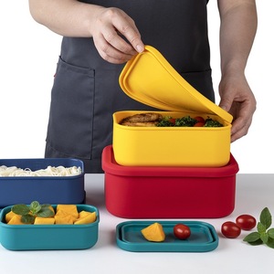 Ensemble de boîtes à lunch en silicone pour les employés de bureau, utilisables au micro-ondes, quatre tailles, contenants alimentaires de qualité alimentaire - Product Image 2