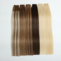 Rambut Asli Brasil Remy Grade 12A+ Model Lurus Bergelombang, Ekstensi Rambut Genius Single Weft Super Tipis Tak Terlihat, Dapat Dipotong