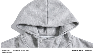 Logo imprimé pull à capuche zippé poids 500 Gsm ample décontracté hiver goutte épaule hommes à capuche - Product Image 3
