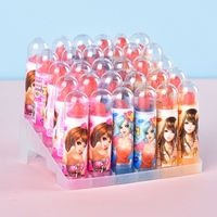 Op Maat Gemaakte Kleurrijke Fruitsmaak Lichtgevende Lippenstift Lolly Boxed Kinderspeelgoed Snoep Zoete Harde Snoep