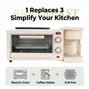 Station de petit-déjeuner multifonctionnelle 3-en-1 : grille-pain, cafetière, poêle à frire, acier inoxydable, économie d'énergie, appareil électroménager - Product Image 3