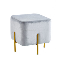 Pouf en velours pour salon, repose-pieds, avec pieds en métal doré, moderne et durable, vente en gros