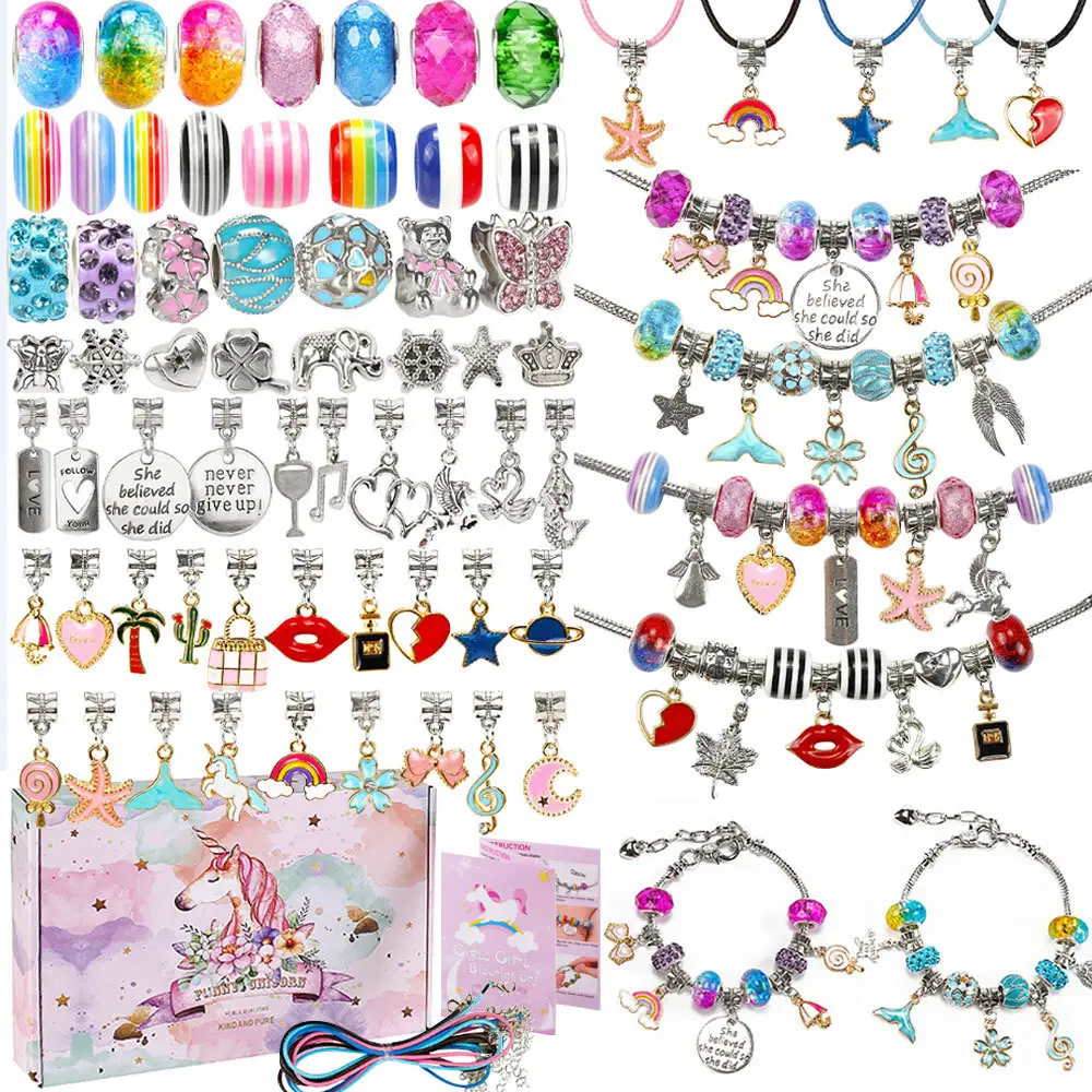 Amazon Hot Selling Jewelry Making Kit With Beads Charms Bracelet Necklace DIY Crafts Gifts Set for Girls Kids