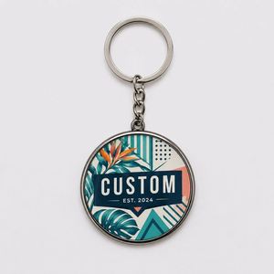 Porte-clés personnalisés en alliage de zinc avec impression UV, forme bouton, émail souple ou dur, vente en gros, logo personnalisé, souvenirs - Product Image 2