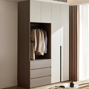 Armoire en bois moderne sur mesure haut de gamme pour intérieurs résidentiels et hôtels, avec tringle à vêtements, tiroirs de rangement et portes battantes de luxe - Product Image 2